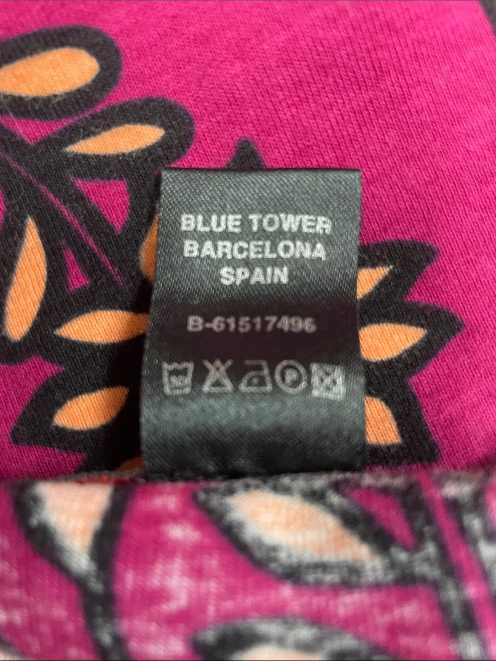 Custo Barcelona Magenta Pink and Peach Floral Bird Long Sleeve Top, Size S